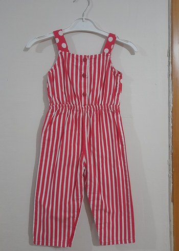 Kolsuz Kız Çocuk Çizgili Tulum - Görsel 3