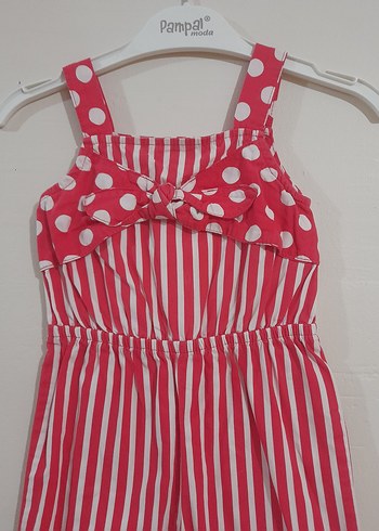 Kolsuz Kız Çocuk Çizgili Tulum - Görsel 2