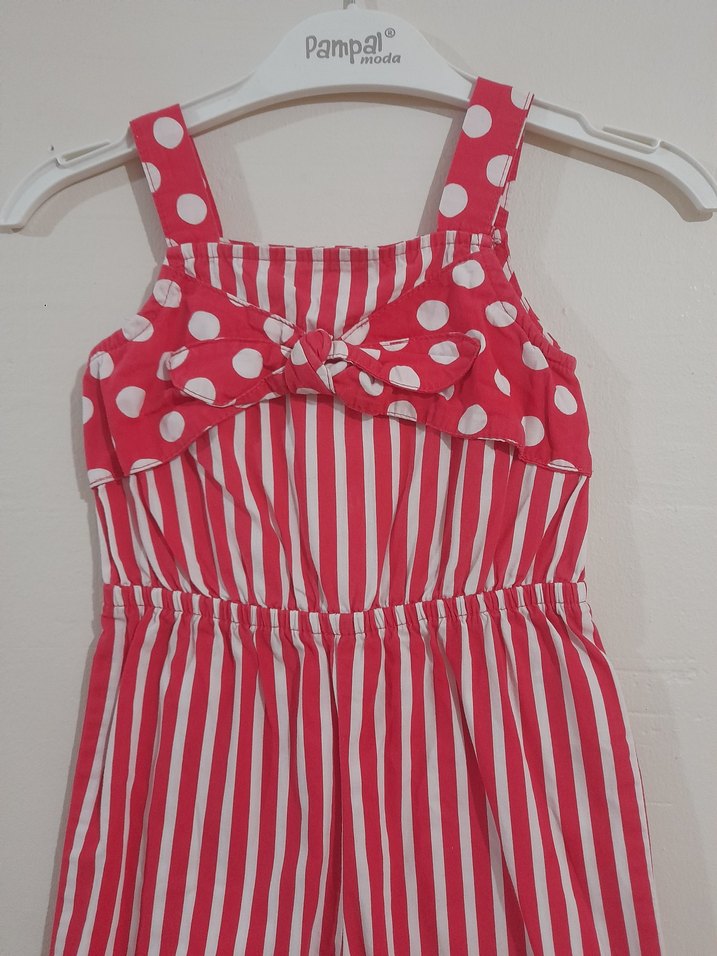 Kolsuz Kız Çocuk Çizgili Tulum - Görsel 2