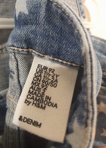 Kızlar için Yıldız Desenli Denim Tulum - Görsel 3