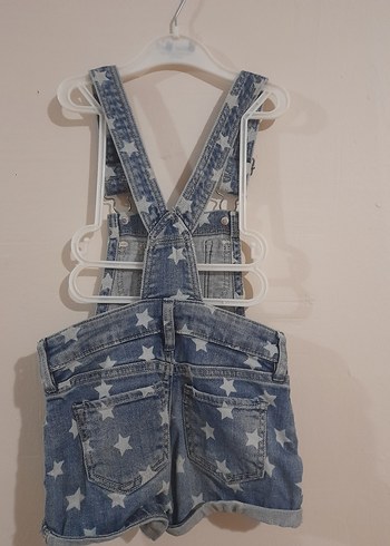 Kızlar için Yıldız Desenli Denim Tulum - Görsel 2
