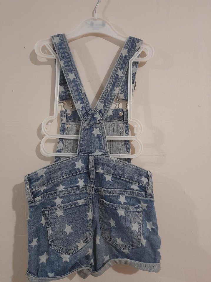 Kızlar için Yıldız Desenli Denim Tulum - Görsel 2