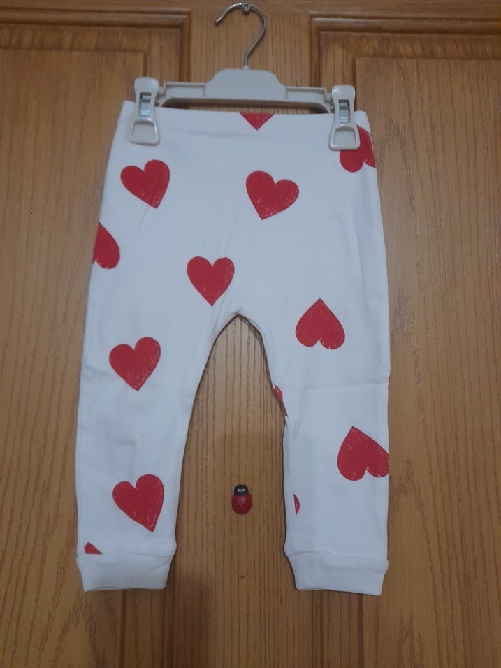 Beyaz Kız Çocuk Kalp Desenli Pamuklu Eşofman - Görsel 3