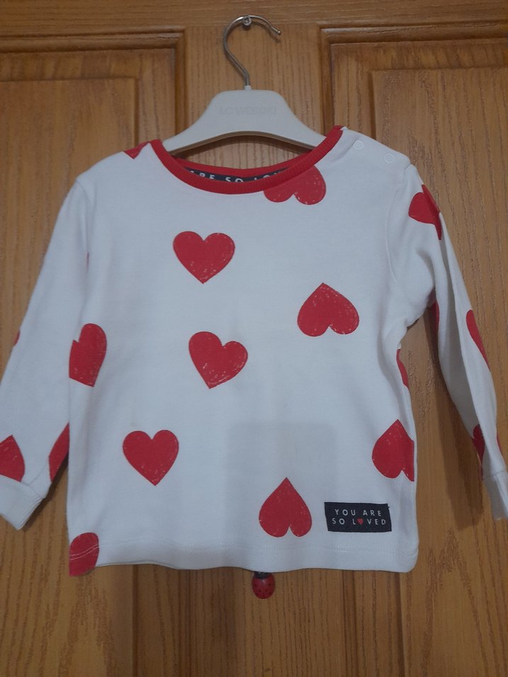 Beyaz Kız Çocuk Kalp Desenli Pamuklu Eşofman - Görsel 2