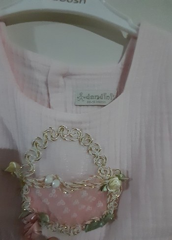 Nakışlı Pembe Kız Çocuk Elbise - Görsel 3