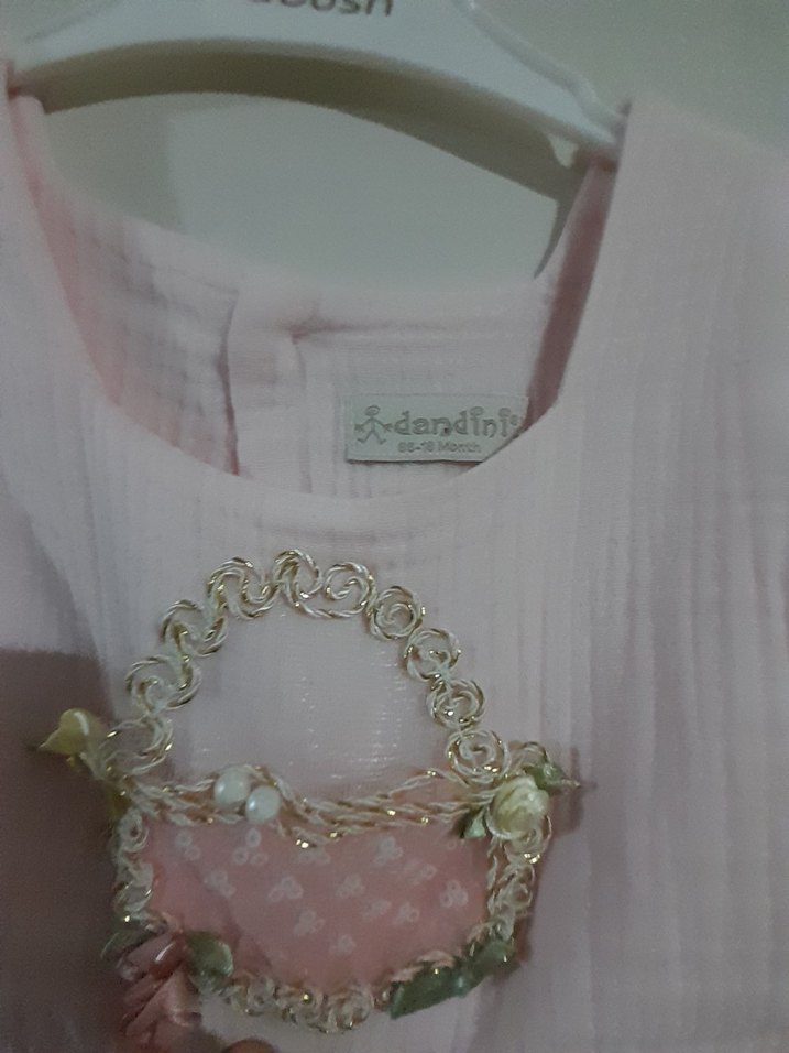 Nakışlı Pembe Kız Çocuk Elbise - Görsel 3