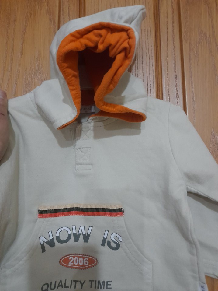 Erkek Çocuk Kapüşonlu Bej Sweatshirt - Görsel 2