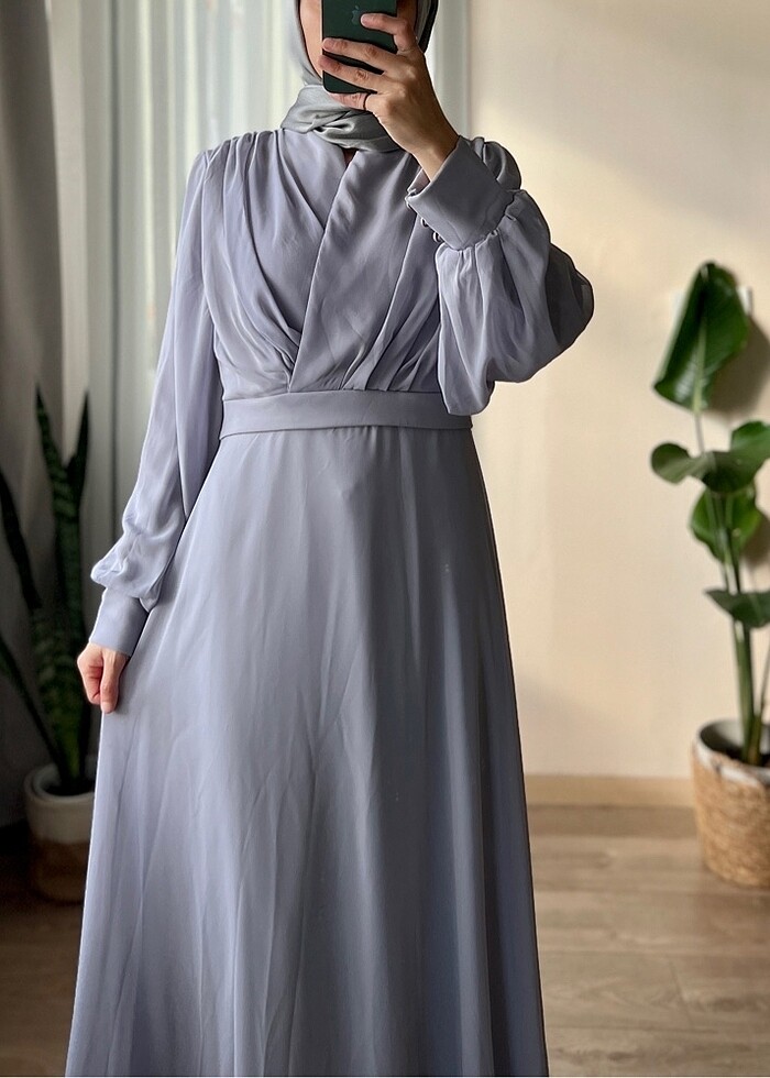 Şifon kruvaze abiye - Görsel 5