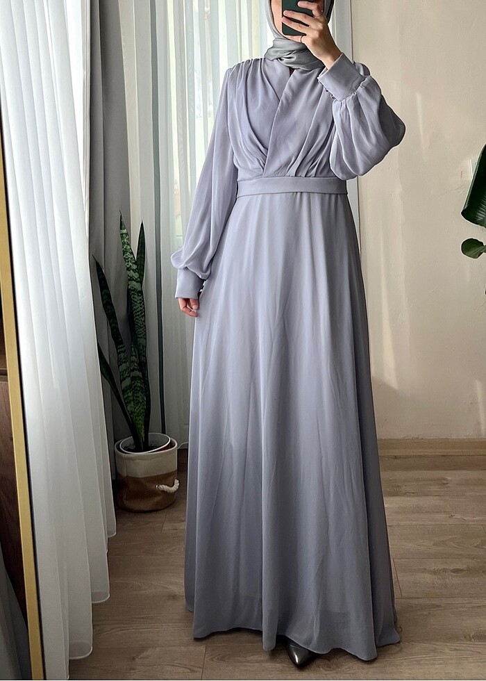 Şifon kruvaze abiye - Görsel 4