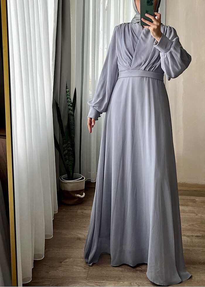 Şifon kruvaze abiye - Görsel 3