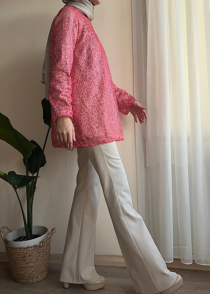 Turuncu dantel tunik - Görsel 3