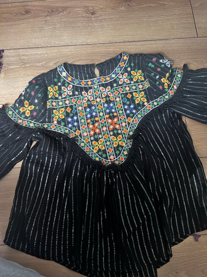 Boncuk İşlemeli Bohem Kadın Bluz kusursuz - Görsel 2