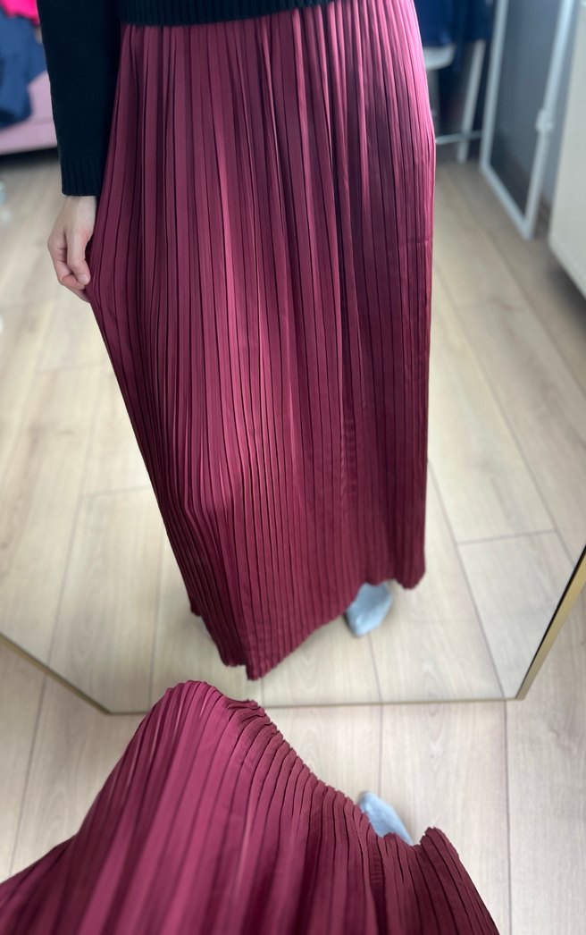 Saten Piliseli Uzun Kadın Etek sorunsuz - Görsel 2