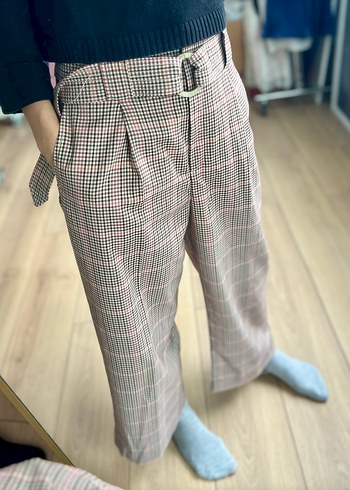 Mango Ekose Desenli Kadın Kumaş Pantolon - Görsel 3