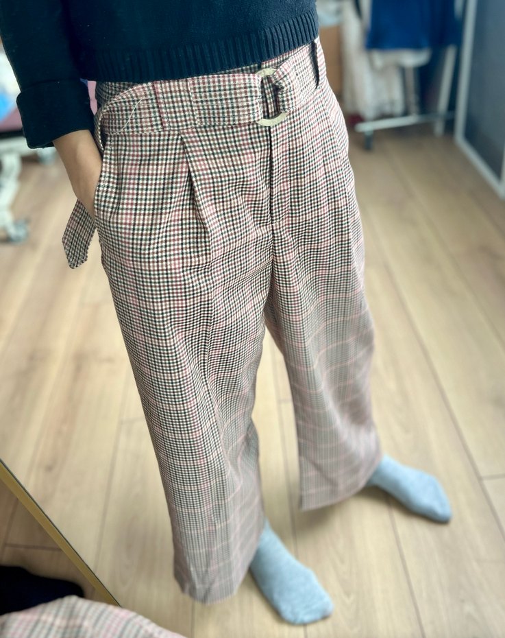 Mango Ekose Desenli Kadın Kumaş Pantolon - Görsel 3