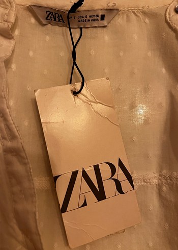 Beyaz Nakışlı Fırfırlı pamuklu Gömlek - Görsel 4