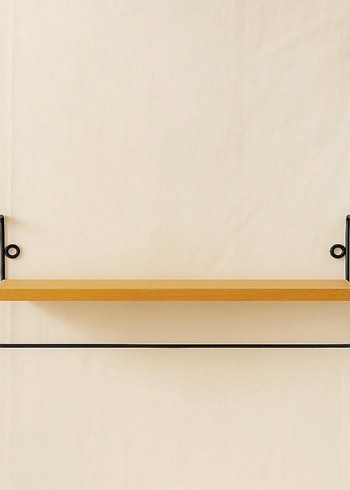 Bej Ahşap Raf, Siyah Metal Çerçeveli - Görsel 2