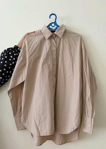 Defacto Bej Oversize Uzun Kollu Gomlek