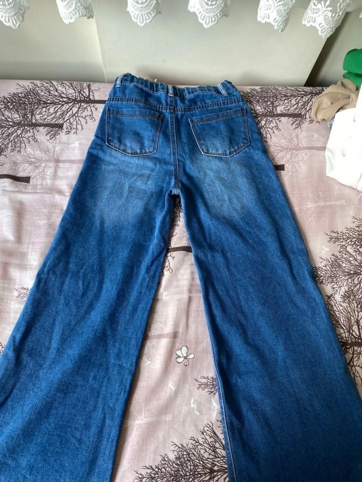 Tokalı Geniş Paça Midi Kadın Kot Pantolon — görsel 3/4