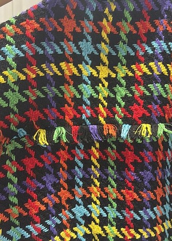 Renkli Desenli Kadın Mini Ceket - Görsel 4