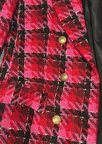 Düğmeli Pembe Midi Kadın Blazer - Görsel 2