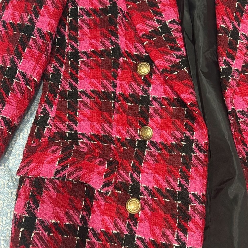 Düğmeli Pembe Midi Kadın Blazer - Görsel 2