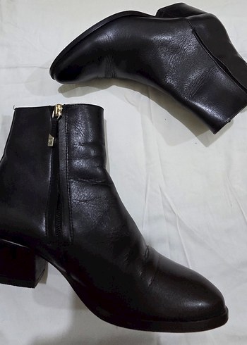 Massimo Dutti Hakiki Deri Siyah Ankle Bot