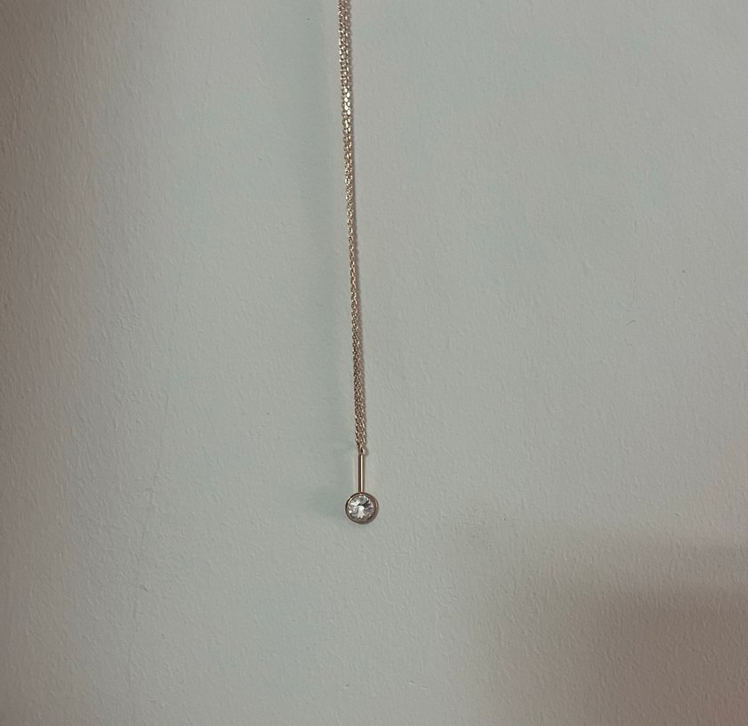 925 Ayar Gümüş Rose Gold Renk Taşlı Kolye — görsel 2/3