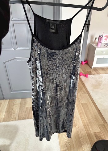 Gri Payetli Midi Abiye Elbise mango - Görsel 6