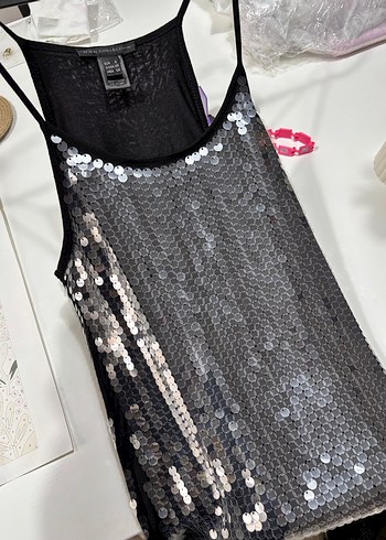 Gri Payetli Midi Abiye Elbise mango - Görsel 5