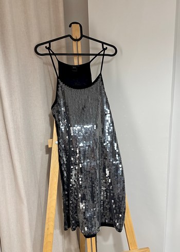 Gri Payetli Midi Abiye Elbise mango - Görsel 3