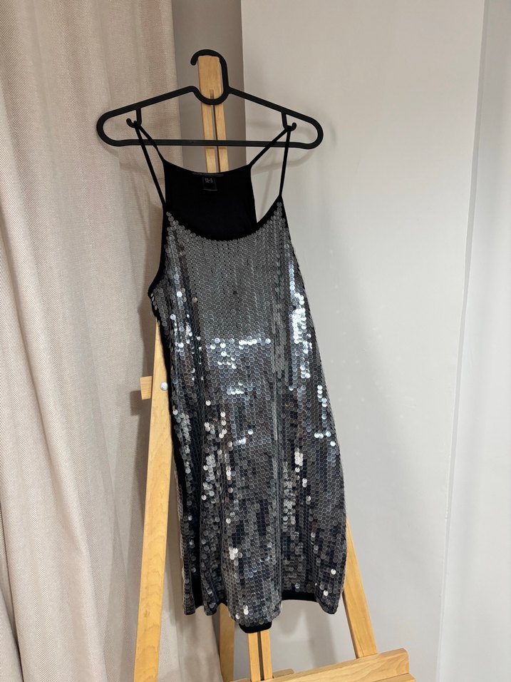 Gri Payetli Midi Abiye Elbise mango - Görsel 2