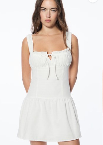 Pull and bear beyaz elbise - Görsel 2