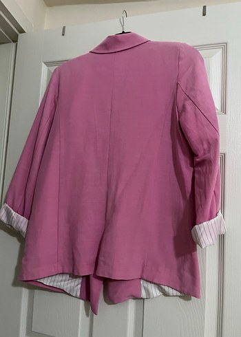 Pastel Pembe Düğmeli Kadın Blazer Ceket - Görsel 4