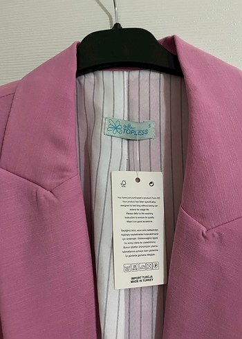 Pastel Pembe Düğmeli Kadın Blazer Ceket - Görsel 2
