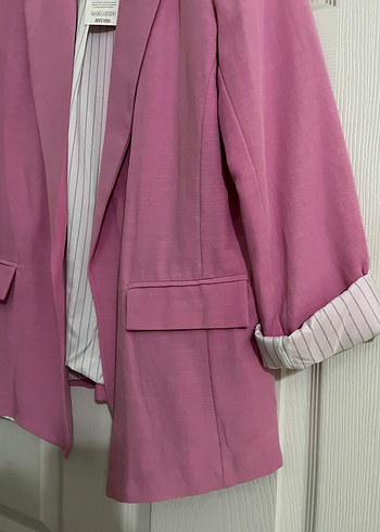 Pastel Pembe Düğmeli Kadın Blazer Ceket - Görsel 3
