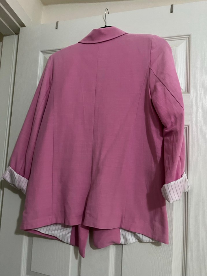 Pastel Pembe Düğmeli Kadın Blazer Ceket - Görsel 4