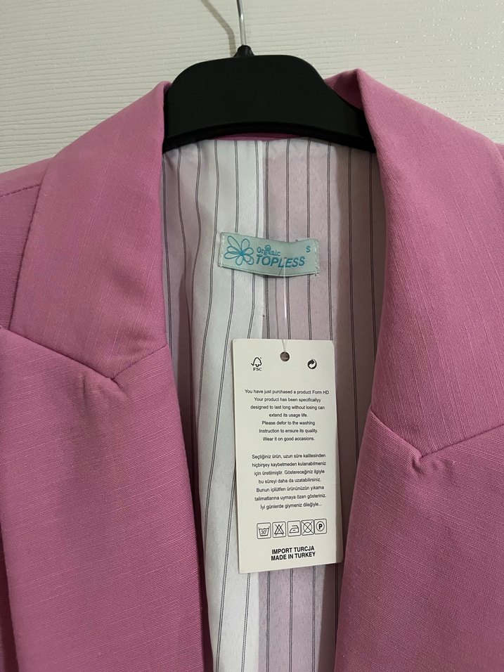 Pastel Pembe Düğmeli Kadın Blazer Ceket - Görsel 2