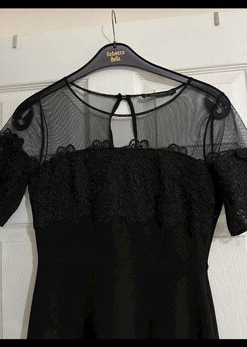 Dantel Detaylı Siyah Midi Elbise - Görsel 2