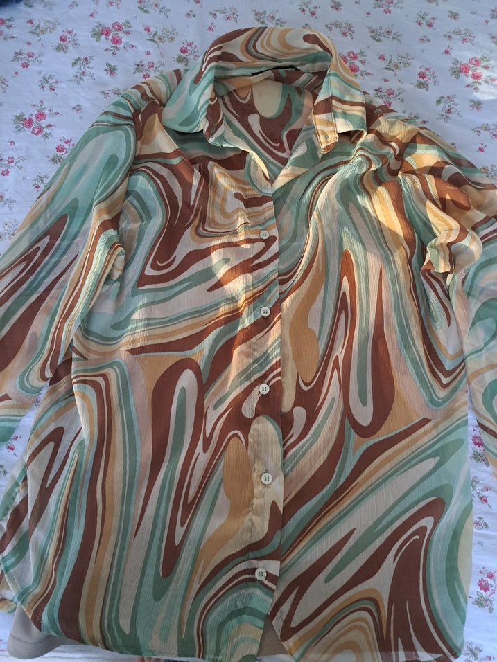 Bohem Tarz Pastel Renkli Uzun Kollu Gömlek - Görsel 4