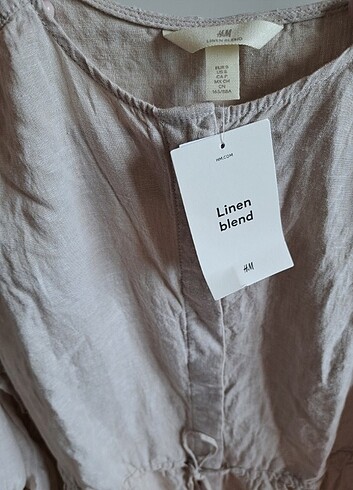 Keten gömlek elbise - Görsel 3