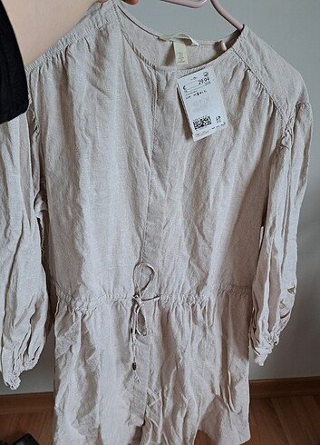 Keten gömlek elbise - Görsel 5