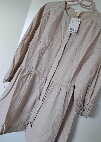 Keten gömlek elbise - Görsel 6