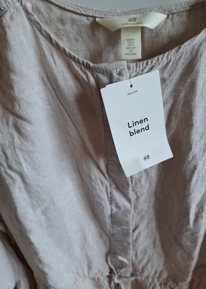 Keten gömlek elbise - Görsel 3