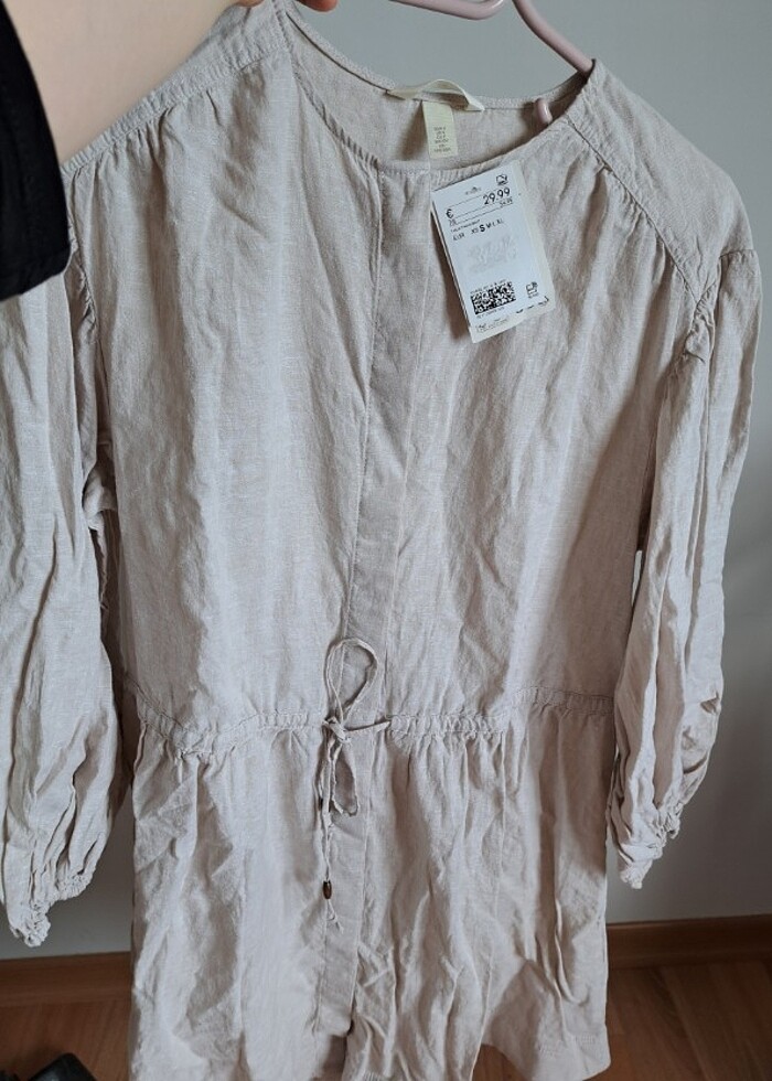 Keten gömlek elbise - Görsel 5