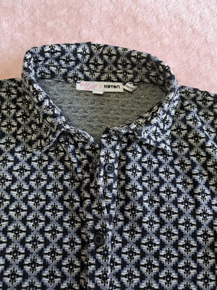 Gri Desenli Kadın Uzun Kollu kazak - Görsel 4