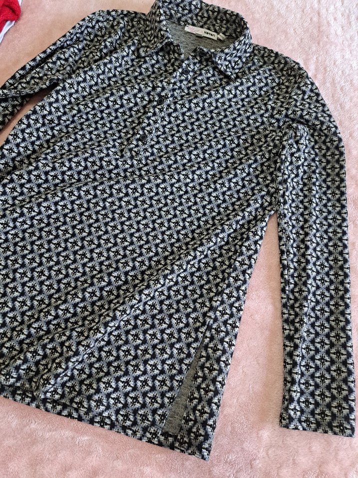 Gri Desenli Kadın Uzun Kollu kazak - Görsel 3