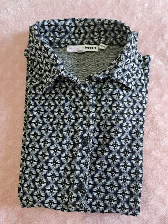 Gri Desenli Kadın Uzun Kollu kazak - Görsel 2