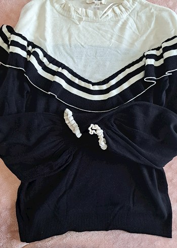 Volanlı Yüksek Yaka Siyah Kadın Kazak - Görsel 3