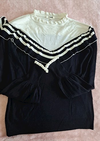 Volanlı Yüksek Yaka Siyah Kadın Kazak - Görsel 2